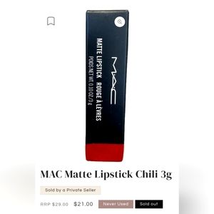MAC matte lipstick. #602 Chili NIB